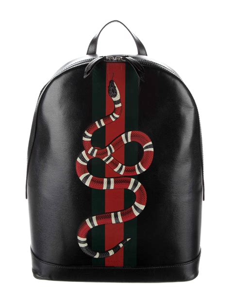 gucci web and kingsnake backpack black green red white|Gucci Leather Web and Snake Backpack .